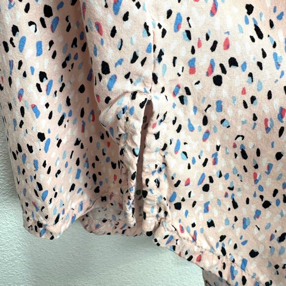 Liz Claiborne Womens Pink Multicolor Print speckled Blouse 1X 3/4 Sleeve Top - Picture 6 of 8